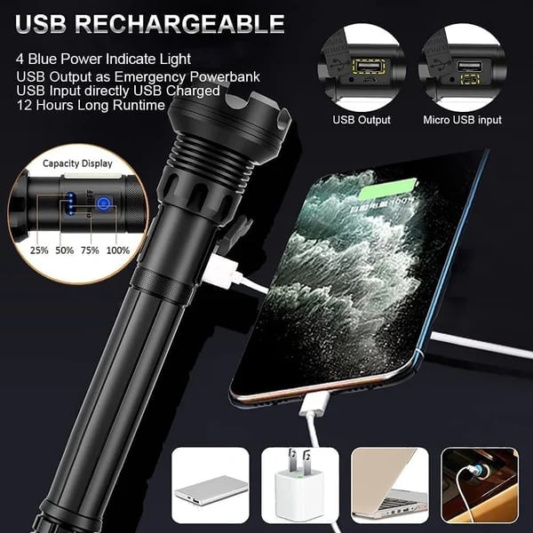 🎁Last Day Promotion- SAVE 40%🏠LED Rechargeable Tactical Laser Flashlight-Buy 2 Free Shipping